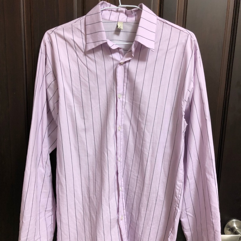 正韓紫粉色 條紋襯衫