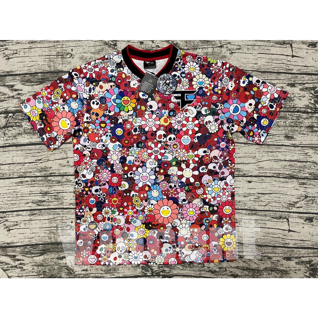 現貨L 全新 FaZe Clan x Takashi Murakami Jersey 村上隆 小花球衣 紅色