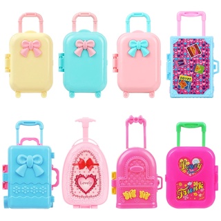 彩色行李收納手推車旅行玩具適用於 30 厘米芭比娃娃配件