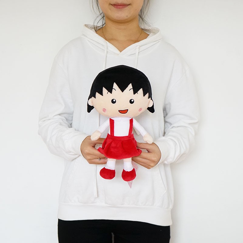 ~熱銷~新款日本購入正版經典紅裙櫻桃小丸子公仔玩偶抱枕毛絨玩具生日禮物