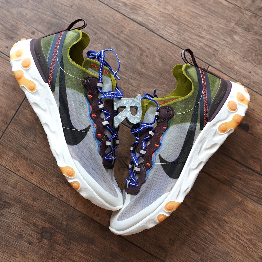 R'代購 Nike React Element 87 Moss 綠橘藍 黑 咖啡 卡其米白 AQ1090-300 男女