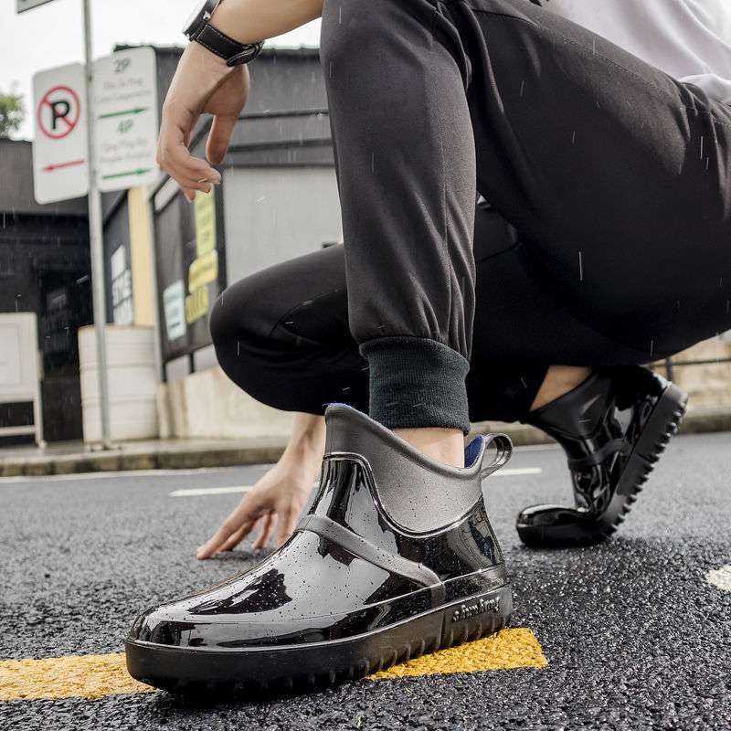雨鞋男低幫韓國時尚潮流膠鞋四季防滑防水鞋成人雨靴男士短筒套鞋