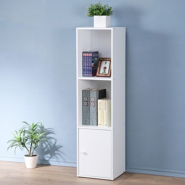YoStyle 現代風三格單門置物櫃(白色) 展示櫃 收納櫃 組合櫃 書櫃