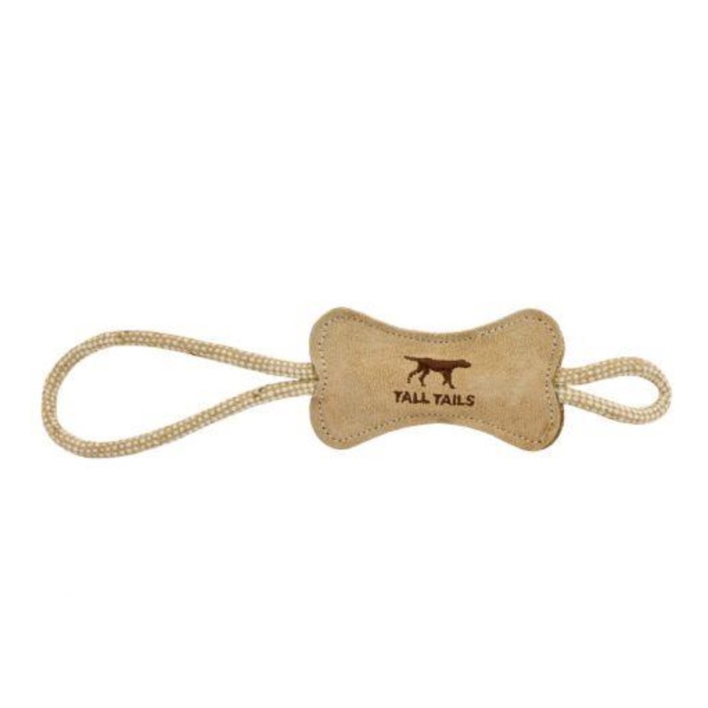 美國Tall Tails 天然皮革拉扯玩具Natural Wool Bone Tug Dog Toy