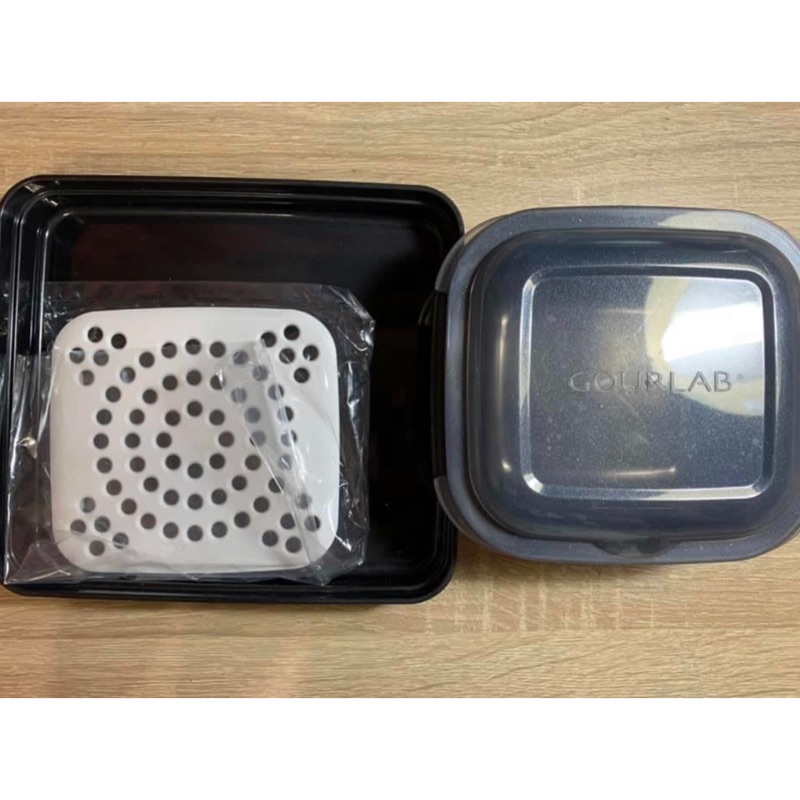 Gourlab 微玻保鮮盒 小+濾油盤+方盤