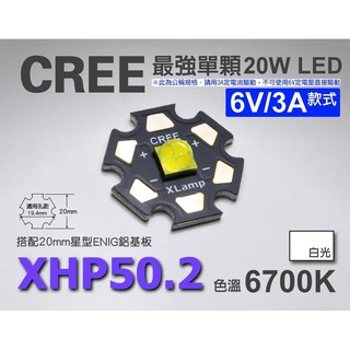 EHE】CREE 20W級 XHP50.2 J4 6700K白光LED【搭星形鋁基6V/3A】。輸出超越2500流明