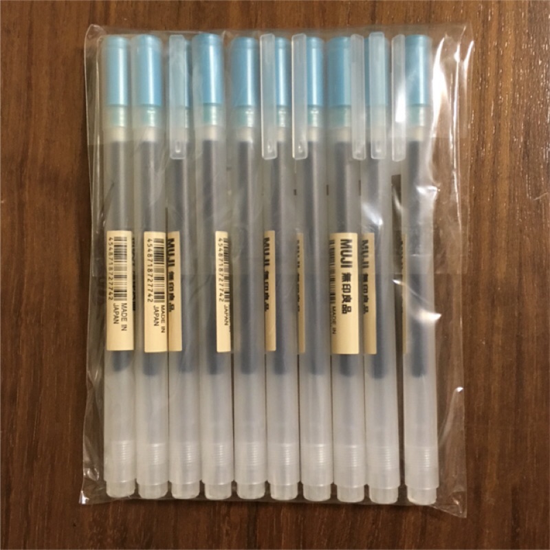 [好感生活推薦] 品項：MUJI無印良品 膠墨中性筆/0.38mm 天空藍 10入組　無印 筆 0.38 天空藍