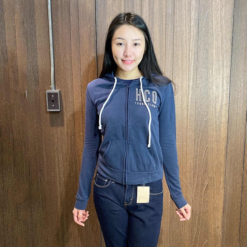 美國百分百【Hollister Co.】棉外套 HCO 連帽外套 長袖 夾克 海鷗 女 深藍 XS、S號 F867