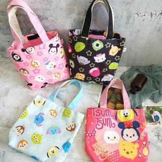 現貨📢正版📢迪士尼 帆布手提袋 TSUM TSUM 便當袋 購物袋 帆布包 手提包 餐袋 維尼 米奇 史迪奇 手提袋