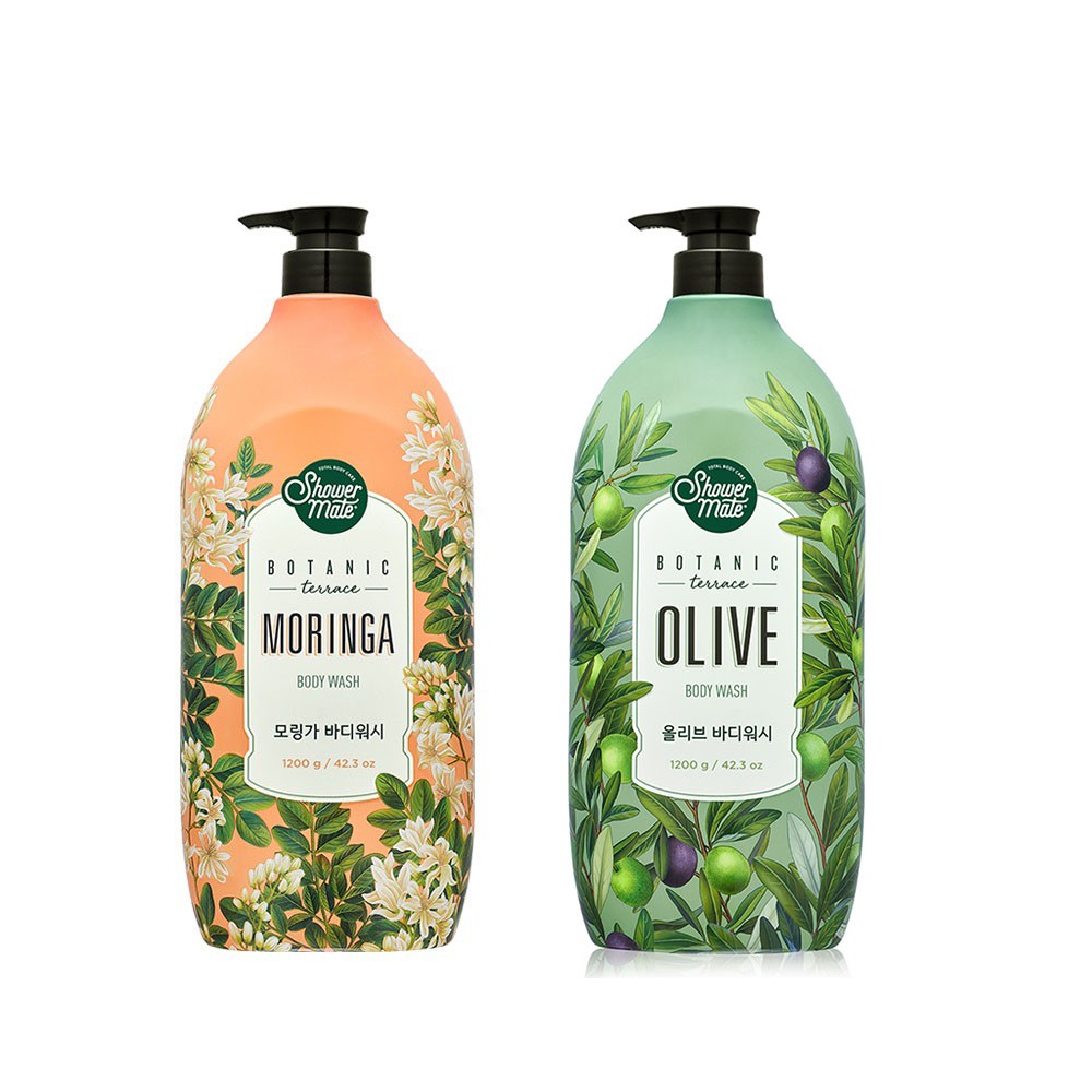 【ShowerMate】療癒植園花草沐浴乳 橄欖 辣木籽 1200g 瓶 大容量 全家都適用
