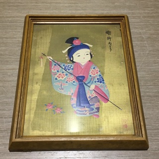 早期日本娃娃畫框 和服畫 人形娃娃畫 和服娃娃畫 和服人偶畫 日本畫 日本娃娃畫 畫