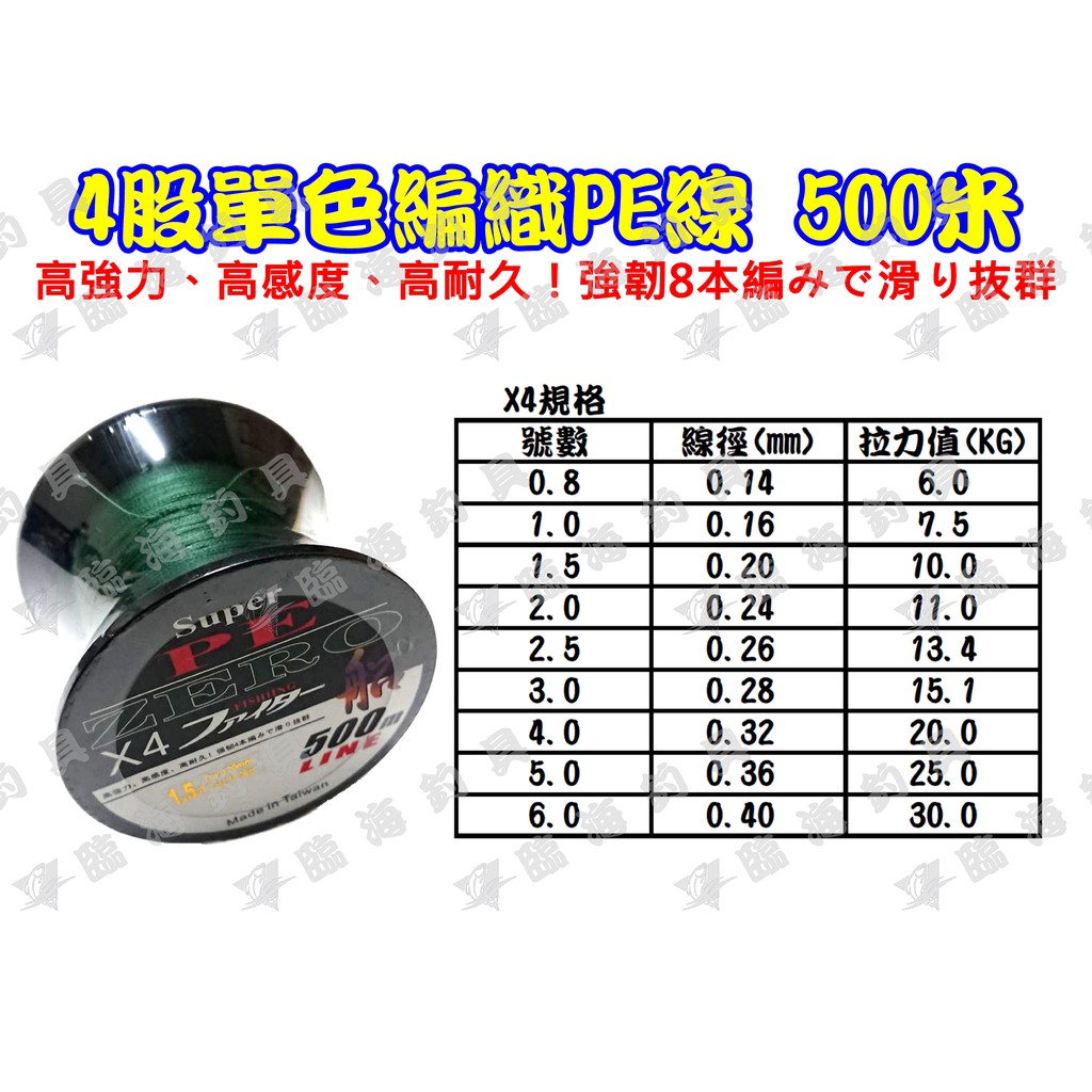 臨海釣具24h營業現貨特價4編 8編 墨綠色pe線500米布線4股 8股單色 蝦皮購物