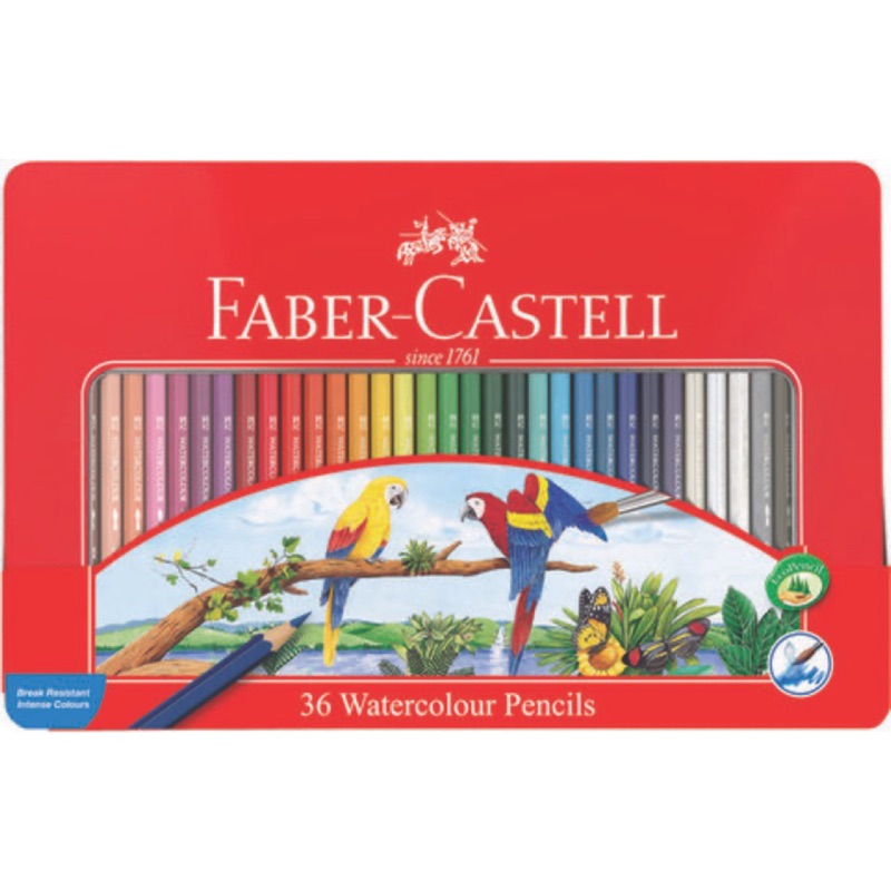 【德國 Faber-Castell】WATERCOLOUR 輝柏 水性色鉛筆 精緻鐵盒36色 附水彩筆