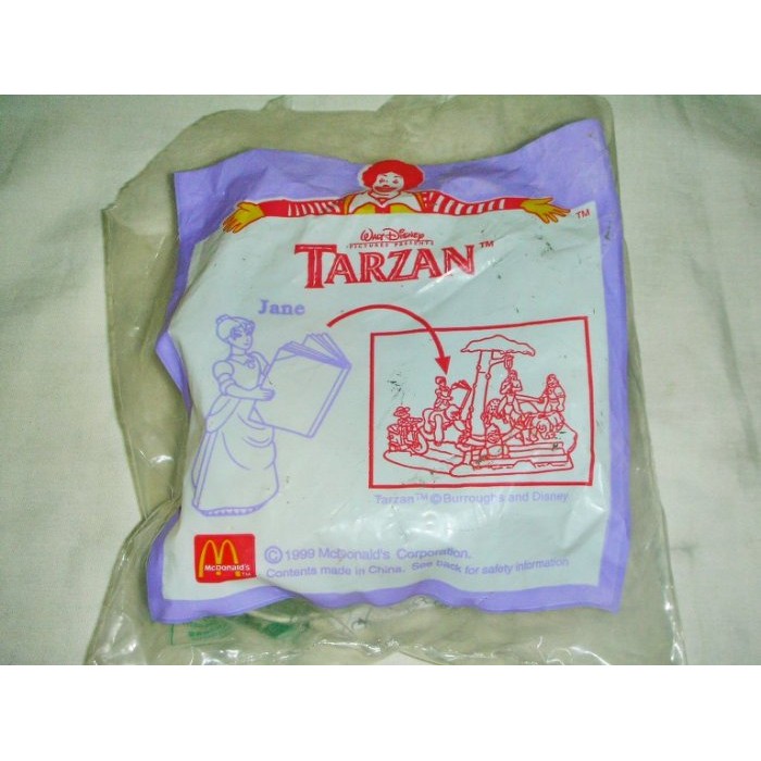 aaL皮商.(企業寶寶玩偶娃娃)全新附原裝袋1999年麥當勞發行泰山(TARZAN)-珍妮公仔距今已有17年歷史!