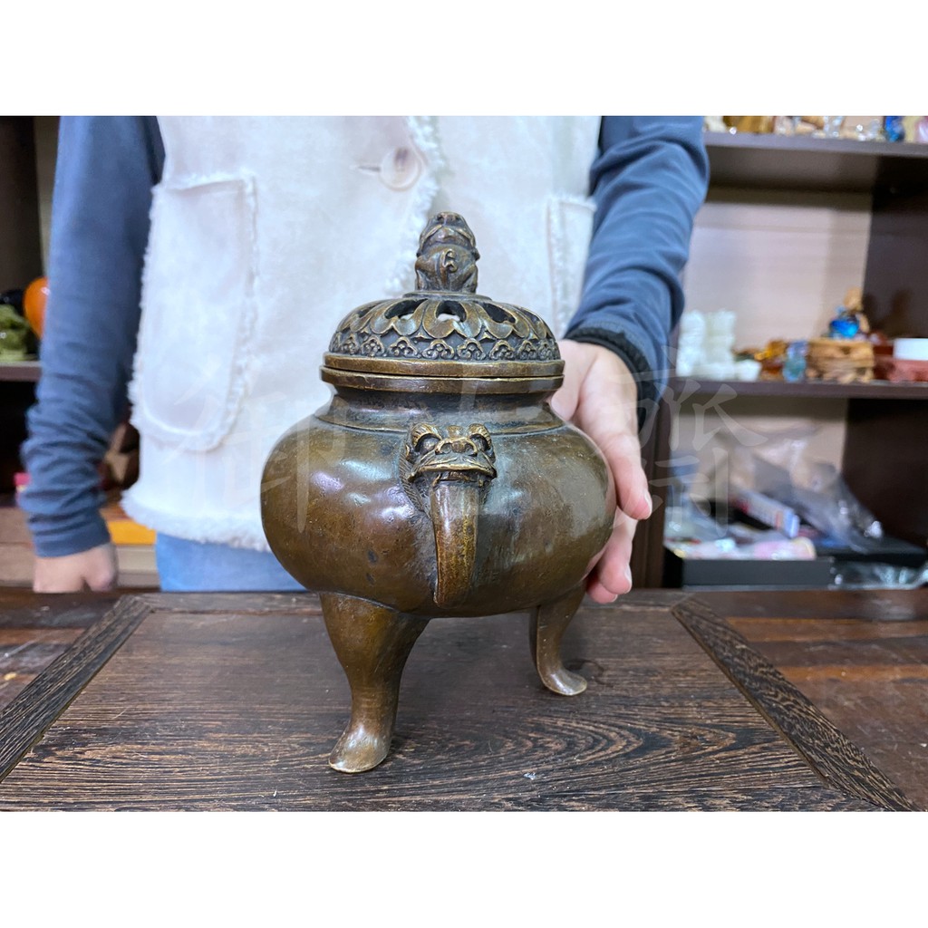 主な素材銅香炉 獅子 大明宣徳年 銅製 彫刻 置物 開運 風水 古美術 骨董 アンティーク