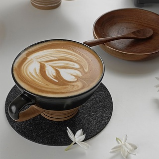 日式手工陶瓷咖啡杯復古條紋咖啡拿鐵杯家用辦公室早餐杯子水杯創意禮物280毫升