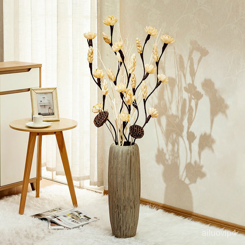 花瓶 花樽落地花瓶家用客廳家居現代簡約歐式乾花花枝仿真花裝飾擺件花瓶 蝦皮購物