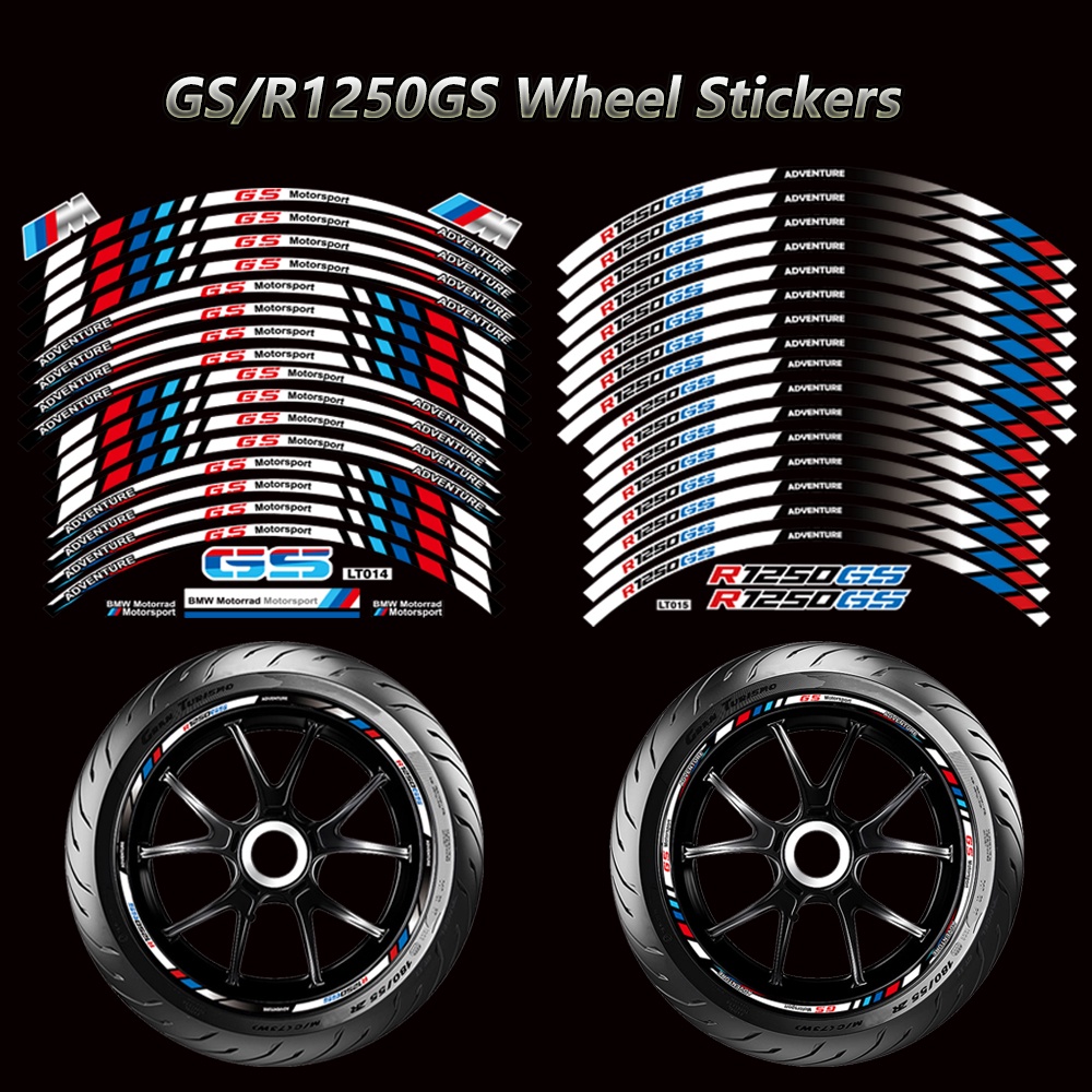 BMW 16 件裝反光摩托車 GS 貼紙外輪圈貼紙貼膜貼花適用於寶馬 GS R1200GS R1250GS Advent