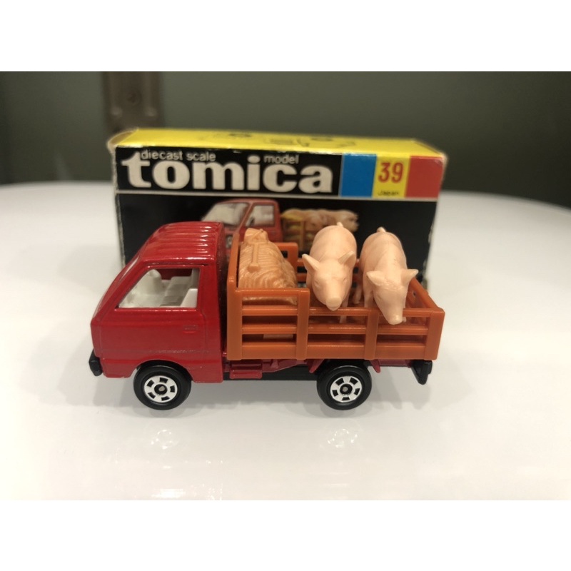 Tomica 絕版 美品 日製 日本製 NO.39紅頭豬車 附2隻日本製豬隻 中古品