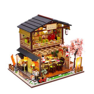 袖珍屋 diy小屋 臺灣現貨 吉本壽司店 附防塵罩 模型屋 DIY手作 迷你屋 聖誕節禮物 創彩 生日禮物 交換禮物
