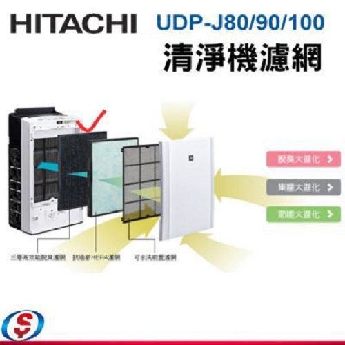 【新莊信源】【日立空氣清淨機專用濾網-集塵濾網+脫臭濾網+加濕濾網】UDP-J80/J90/J100專用