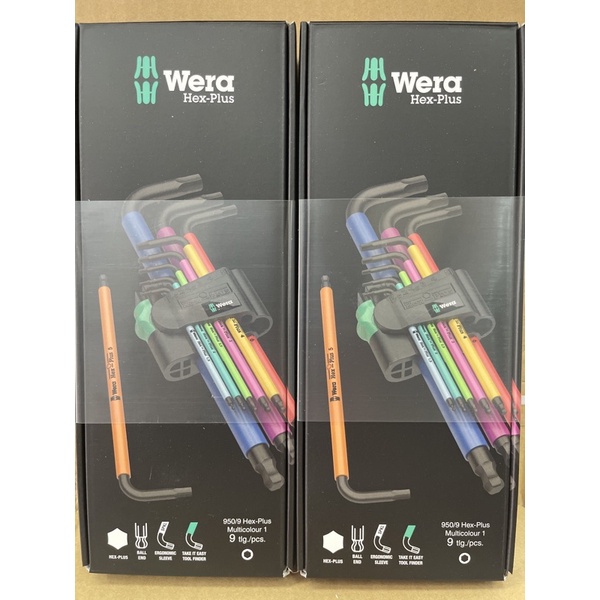 德國 WERA 950 SPKL/9 SM N 頂級彩色膠套舒適型六角板手組 九支組（球頭型）