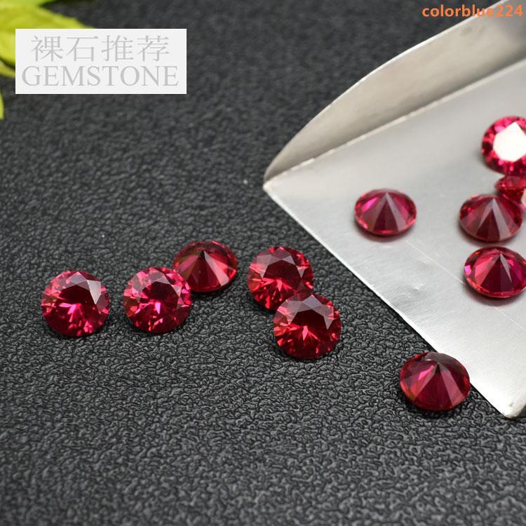寶石圓形紅寶石diy首飾 ​​紅寶石 ​​鑽石天然礦物粉注入一克拉石cc050