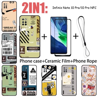 2 合 1 Infinix Note 10 Pro 10 Pro NFC 手機殼帶鋼化玻璃陶瓷膜螢幕保護膜時尚系列