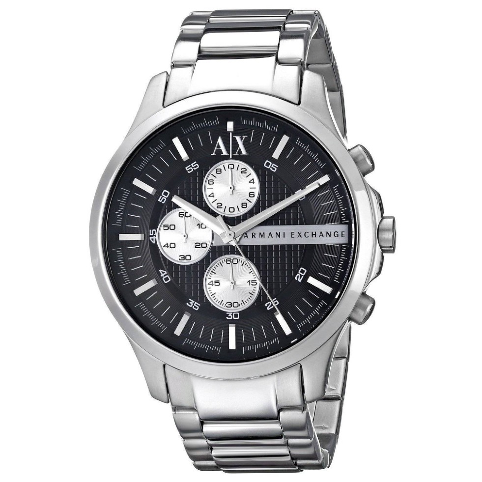 無錶盒【美麗小舖】ARMANI EXCHANGE 46mm AX2152 銀色鋼錶帶 男錶 手錶 腕錶 三眼-現貨在台