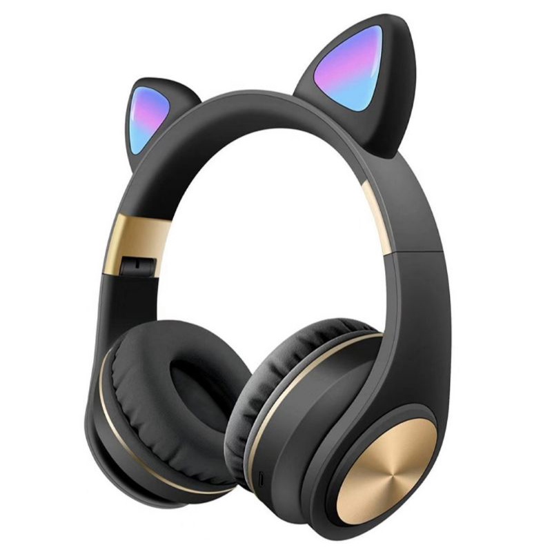 新款學生髮光貓耳朵頭戴式無線藍牙遊戲耳機