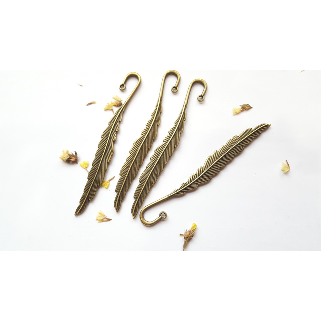 【Pure手作材料舖】古青銅 合金 樹葉 羽毛 髮簪 髮飾 書籤(11.5cm*2個) DIY 飾品材料 鑰匙圈