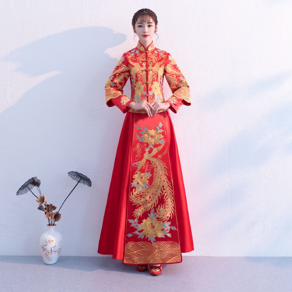 現貨秀禾服新娘19新款中式結婚禮服婚紗古裝嫁衣敬酒服龍鳳褂秀和服結婚旗袍禮服中國風婚禮敬酒服新娘秀禾 蝦皮購物