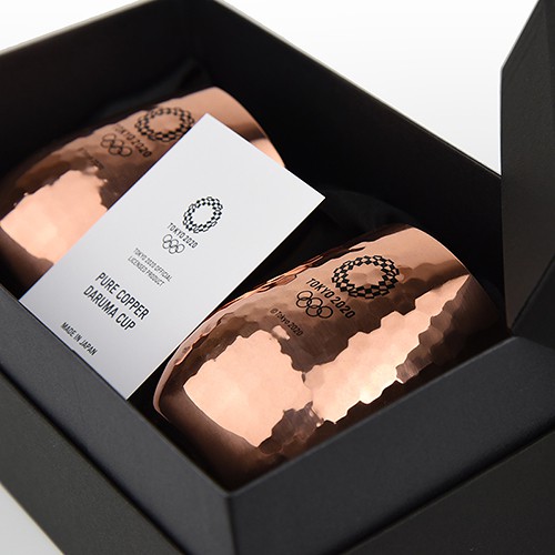 日本製 東京奧運 收藏純銅雙杯組 340ml 黑色盒裝 東奧 紀念品週邊官方商品 現貨商品