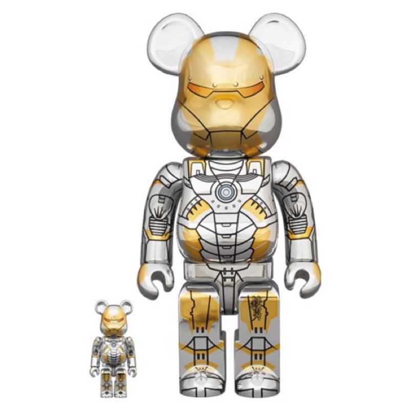 正品BE@RBRICK SORAYAMA MARVEL IRONMAN 空山基 鋼鐵人 400% + 100%