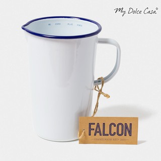 Falcon 獵鷹琺瑯 琺瑯冷水壺 2品脫 水瓶 水壺 琺瑯壺 量杯 1.1L 藍白[MBW12]