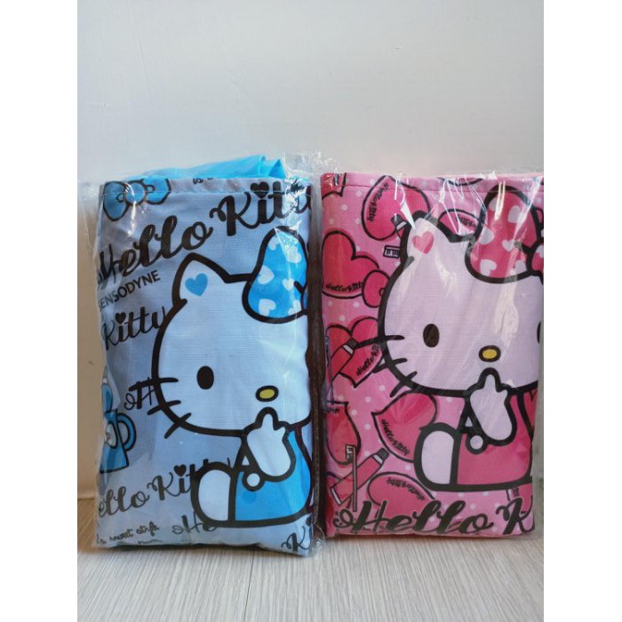 【Hello Kitty】摺疊手提袋-粉紅-淺藍 多功能收納環保萬用袋/購物袋
