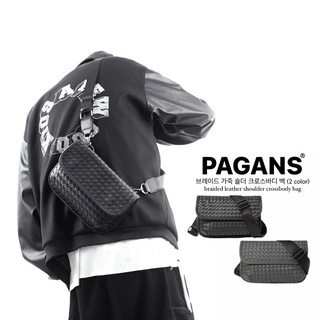 【PAGANS STORE】韓國 編織 皮革 大容量 磁扣 單肩包 斜挎包 揹包 手機包 肩背 包包 (2 color)
