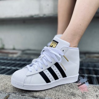 【Omaha】Adidas SUPERSTAR 女款 白黑 貝殼頭 內增高 皮革 金標 高筒經典鞋