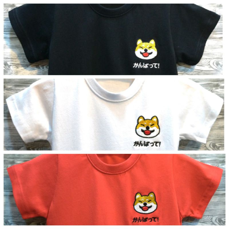 台灣製造 柴犬 日文 刺繡 棉100% 黑 白 紅色 加大尺碼 T恤 親子裝 素T 班服 情侶裝