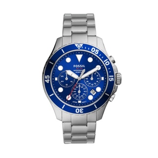 【Fossil】經典三眼計時造型錶圈時尚鋼帶腕錶-普魯士藍/FS5724/台灣總代理公司貨享兩年保固