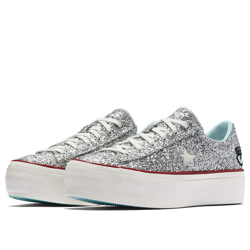 【Footwear Corner 鞋角 】Converse x Chiara Ferragni 銀亮片單眼睛厚底休閒鞋