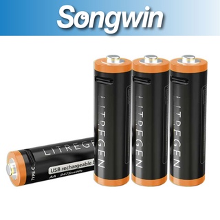 【Songwin】C721 USB C AAA/4號 可充電式鋰電池4入(附一對四充電線)[尚之宇旗艦館][台灣現貨]