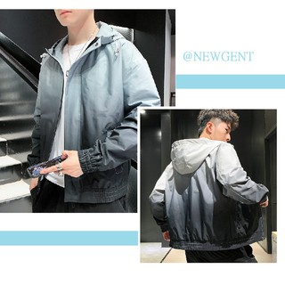 NEWGENT【臺灣出貨】漸層外套 防風外套 連帽外套 夾克外套 男生外套 簡約外套 好搭外套 背圖外套