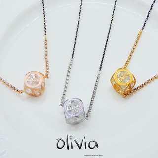 現貨 Olivia Fashion韓版施華洛世奇水晶LOVE鏤空方塊方晶鋯石精鍍14K金項鍊鎖骨鍊短項鍊【E14823】