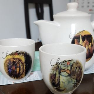 二楞坊 茶壺加二杯 瓷器燒遊守中著作 蕃之窯 青田燒 茶壺杯組 二楞坊