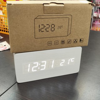 盒裝白色木紋數位電子鐘 溫度WOOD STYLE DIGITAL LED CLOCK