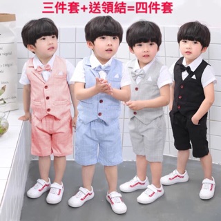 「臺灣現.貨」男童夏季西裝花童禮服套裝 兒童紳士小西裝寶寶禮服畢業禮服 演出主持表演兒童西裝禮服 婚禮喜宴男孩花童禮服