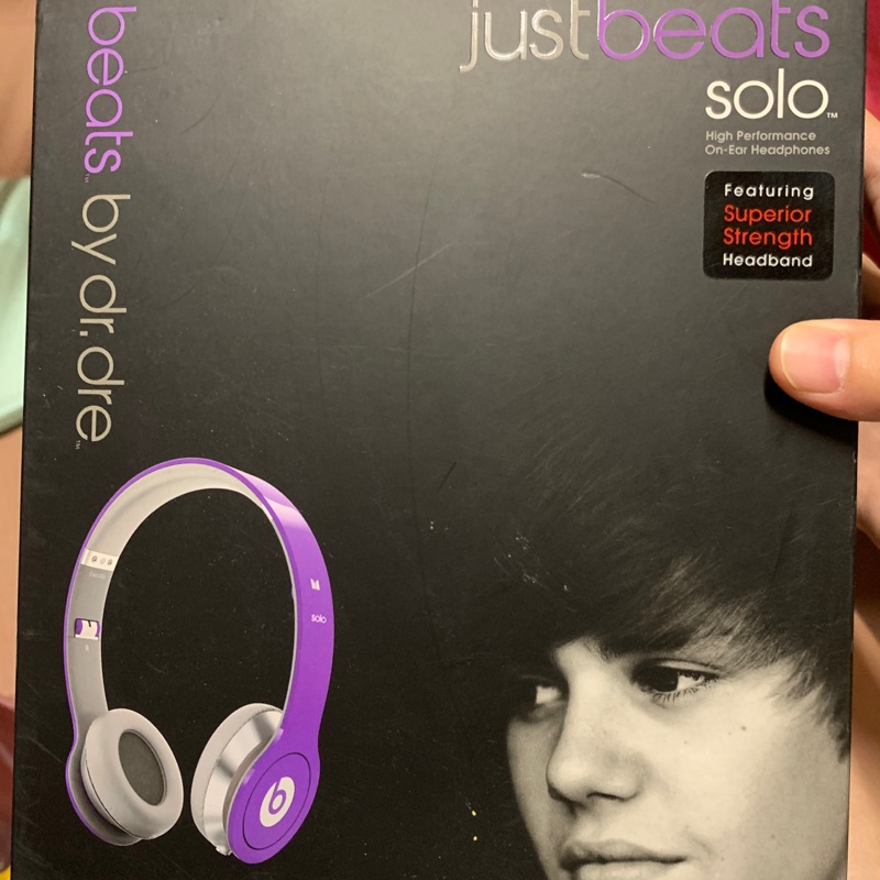 Monster Justin Bieber 魔聲 小賈斯汀 耳機 紫色Beats solo hd 耳罩式耳機 二手