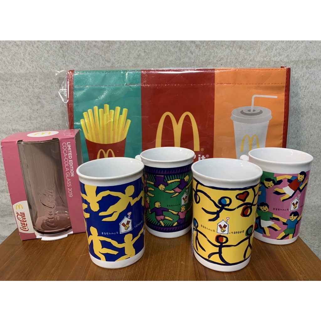 【麥當勞系列】2019可口可樂炫立杯-粉色玻璃杯 麥當勞叔叔兒童慈善基金會馬克杯 麥當勞分享袋