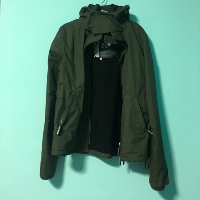 Superdry  極度乾燥 女款 三拉鍊 鋪棉防風防潑水厚外套 軍綠配黑 XL